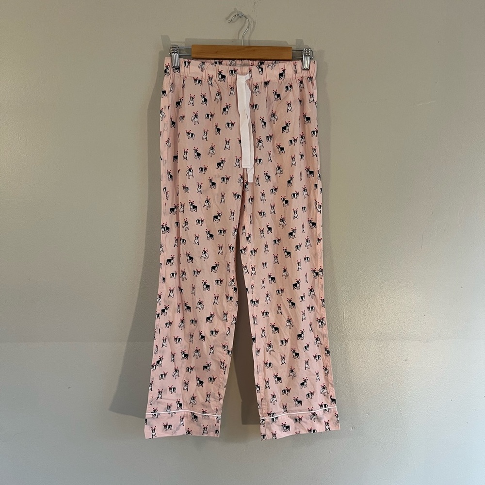 J.Crew pink French bulldog heart novelty cotton pajama pants XXS